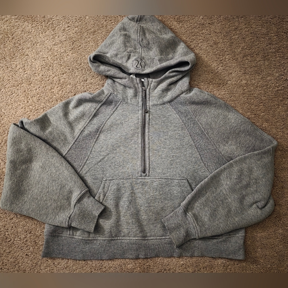 Lululemon Scuba Oversized Half Zip Hoodie M/L Heathered Core Medium Gray